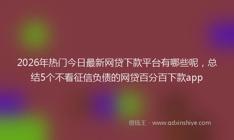 2026年热门今日最新网贷下款平台有哪些呢，总结5个不看征信负债的网贷百分百下款app