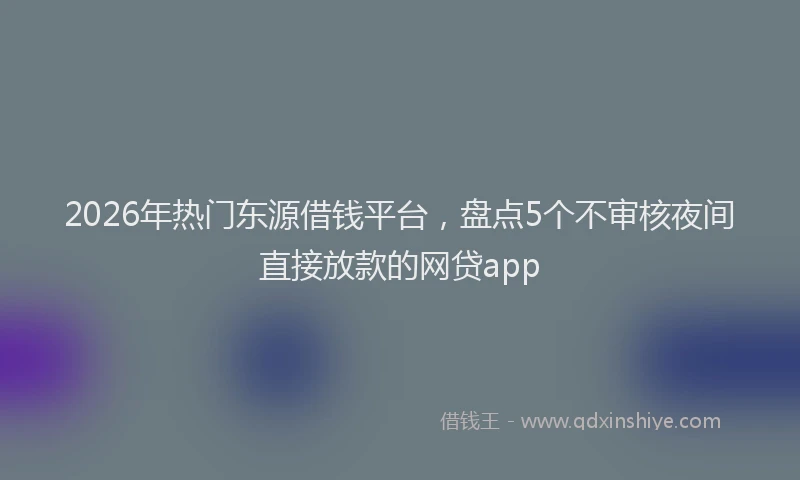 2026年热门东源借钱平台，盘点5个不审核夜间直接放款的网贷app