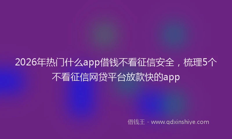 2026年热门什么app借钱不看征信安全，梳理5个不看征信网贷平台放款快的app