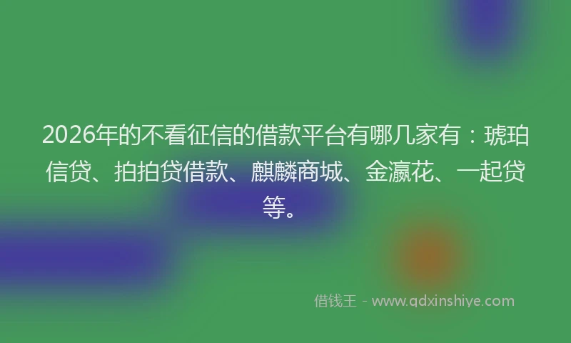 2026年的不看征信的借款平台有哪几家有：琥珀信贷、拍拍贷借款、麒麟商城、金瀛花、一起贷等。