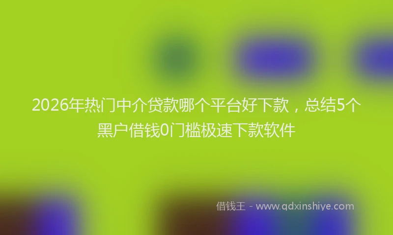 2026年热门中介贷款哪个平台好下款，总结5个黑户借钱0门槛极速下款软件