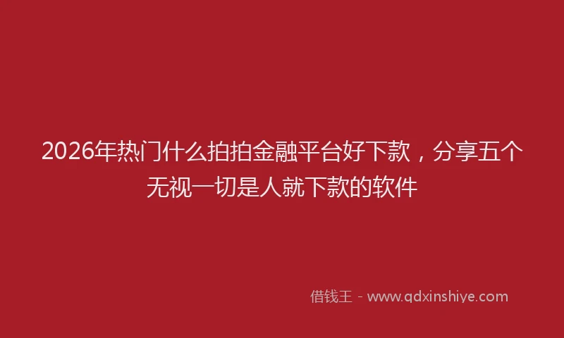 2026年热门什么拍拍金融平台好下款，分享五个无视一切是人就下款的软件
