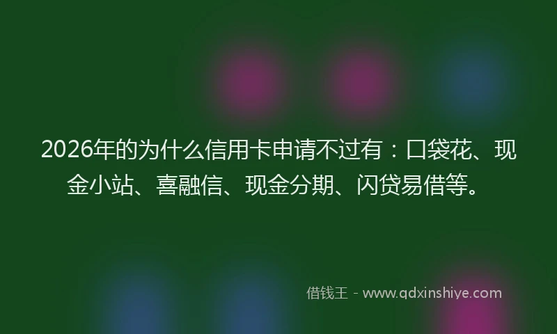 2026年的为什么信用卡申请不过有：口袋花、现金小站、喜融信、现金分期、闪贷易借等。