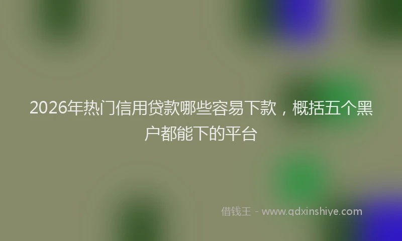 2026年热门信用贷款哪些容易下款，概括五个黑户都能下的平台