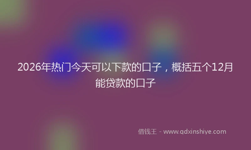 2026年热门今天可以下款的口子，概括五个12月能贷款的口子