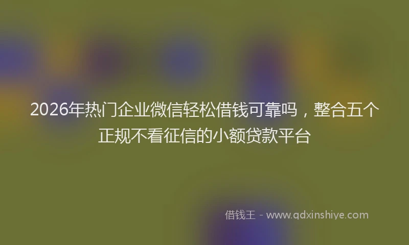 2026年热门企业微信轻松借钱可靠吗，整合五个正规不看征信的小额贷款平台