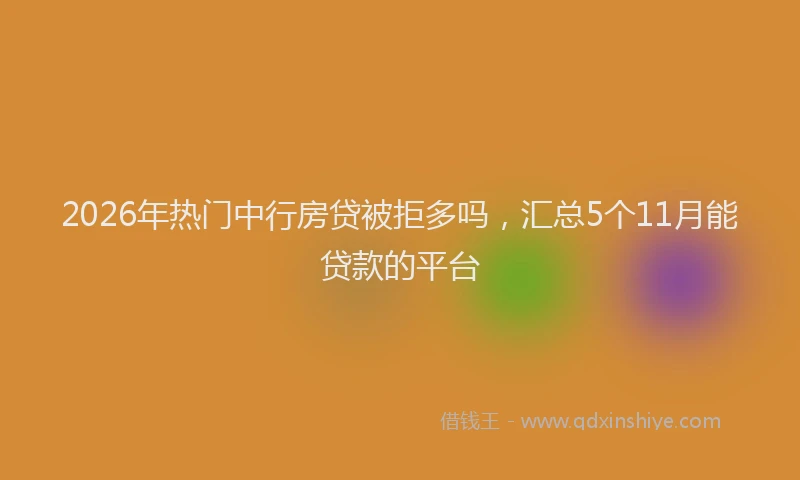 2026年热门中行房贷被拒多吗，汇总5个11月能贷款的平台