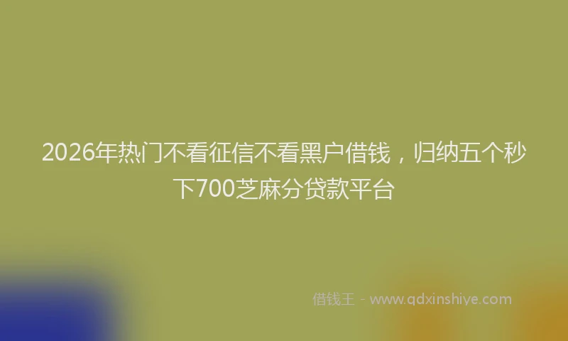 2026年热门不看征信不看黑户借钱，归纳五个秒下700芝麻分贷款平台