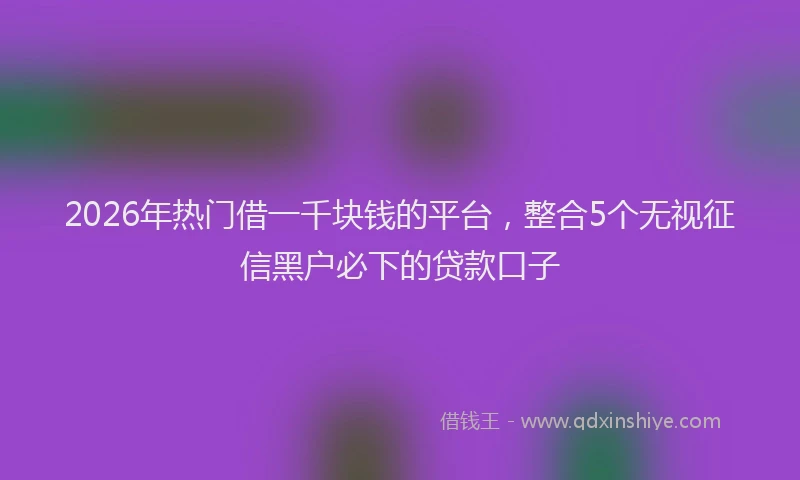 2026年热门借一千块钱的平台，整合5个无视征信黑户必下的贷款口子