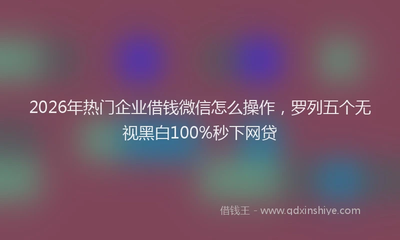 2026年热门企业借钱微信怎么操作，罗列五个无视黑白100%秒下网贷