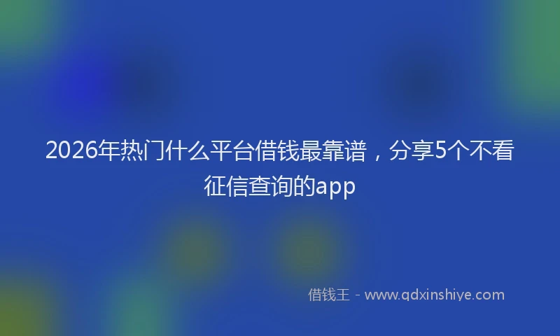 2026年热门什么平台借钱最靠谱，分享5个不看征信查询的app