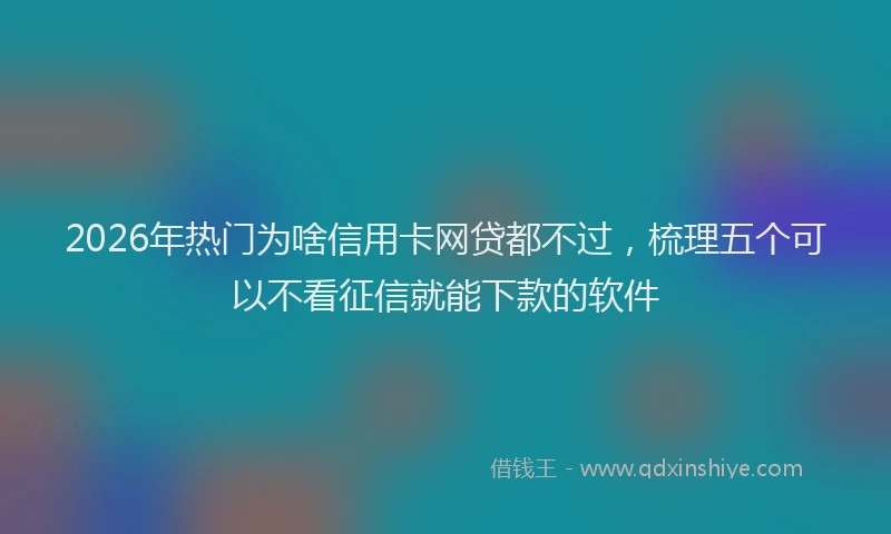 2026年热门为啥信用卡网贷都不过，梳理五个可以不看征信就能下款的软件