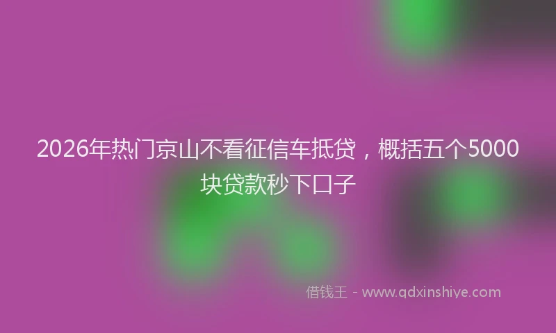 2026年热门京山不看征信车抵贷，概括五个5000块贷款秒下口子