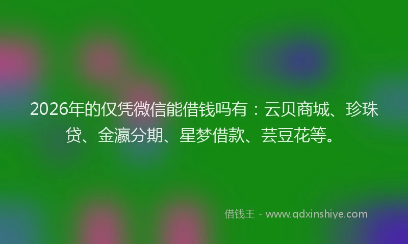 2026年的仅凭微信能借钱吗有：云贝商城、珍珠贷、金瀛分期、星梦借款、芸豆花等。