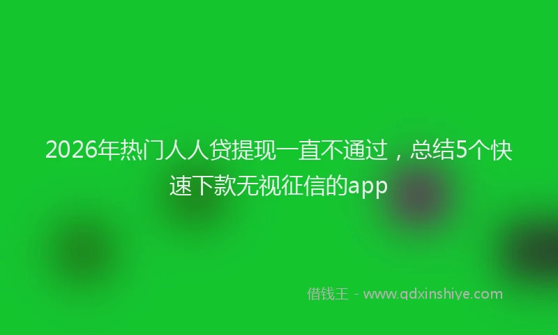 2026年热门人人贷提现一直不通过，总结5个快速下款无视征信的app