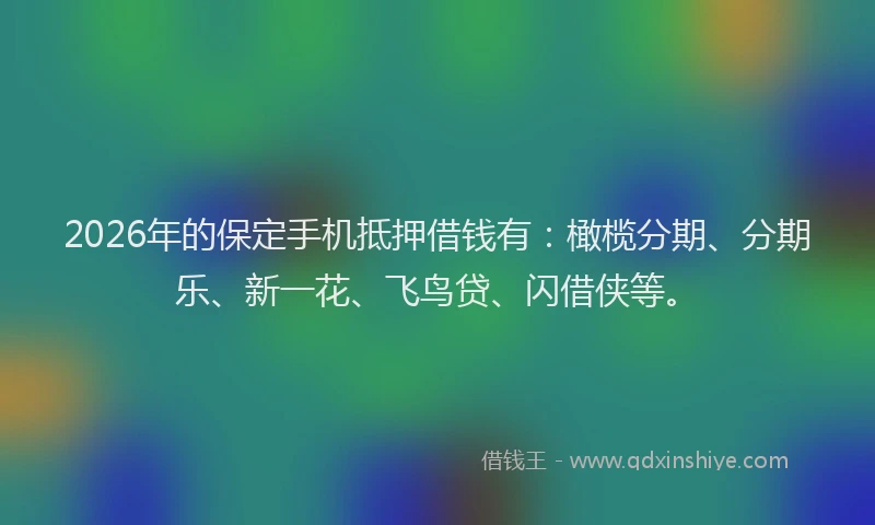 2026年的保定手机抵押借钱有：橄榄分期、分期乐、新一花、飞鸟贷、闪借侠等。