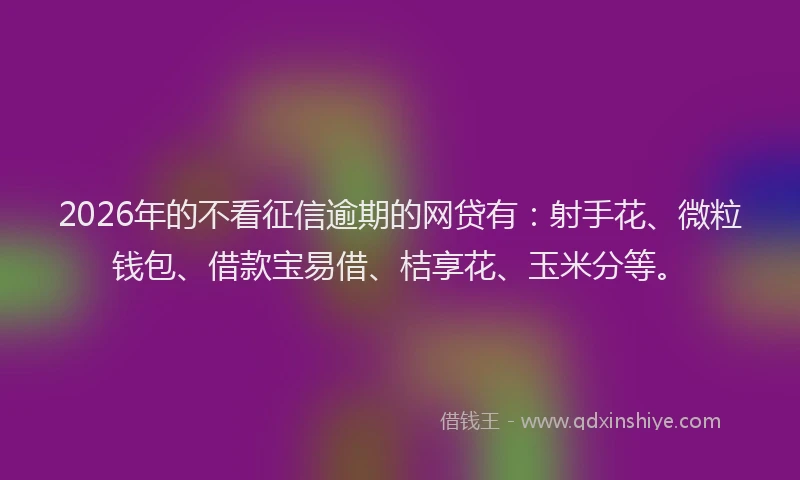 2026年的不看征信逾期的网贷有：射手花、微粒钱包、借款宝易借、桔享花、玉米分等。