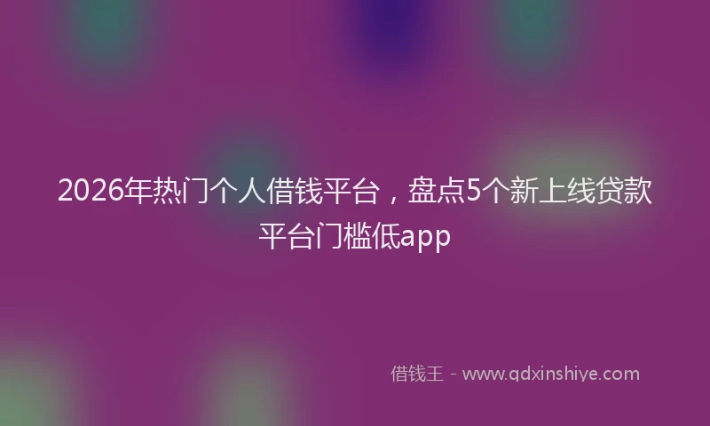 2026年热门个人借钱平台，盘点5个新上线贷款平台门槛低app