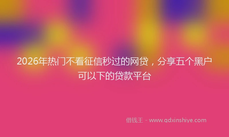 2026年热门不看征信秒过的网贷，分享五个黑户可以下的贷款平台