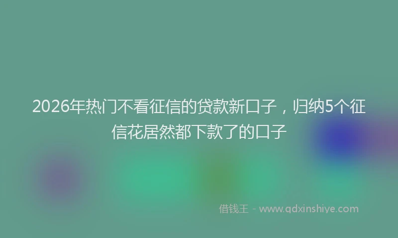 2026年热门不看征信的贷款新口子，归纳5个征信花居然都下款了的口子