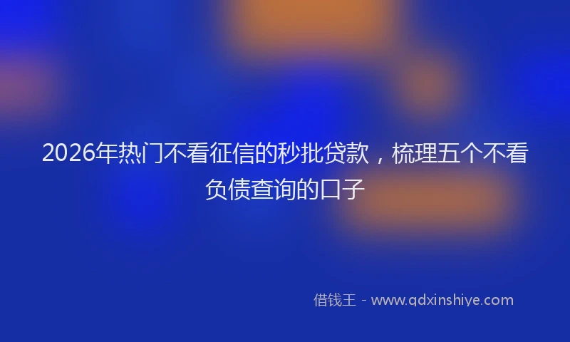2026年热门不看征信的秒批贷款，梳理五个不看负债查询的口子