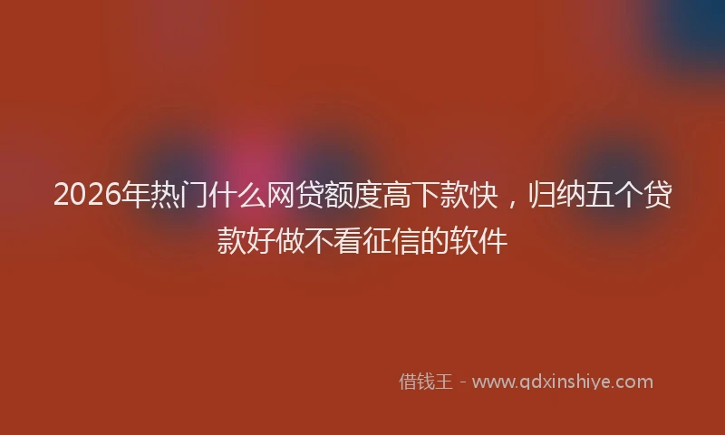 2026年热门什么网贷额度高下款快，归纳五个贷款好做不看征信的软件