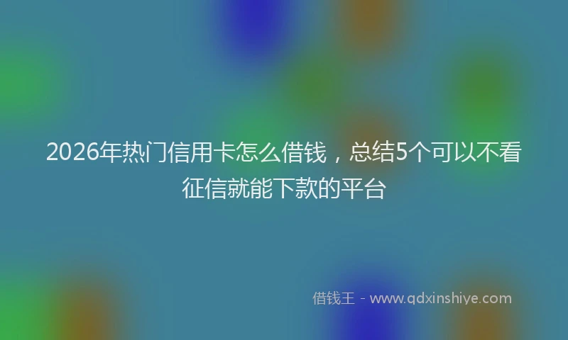 2026年热门信用卡怎么借钱，总结5个可以不看征信就能下款的平台