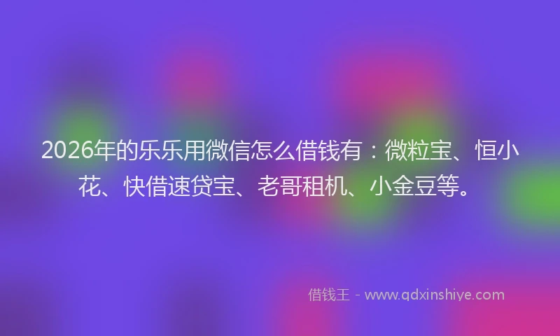 2026年的乐乐用微信怎么借钱有：微粒宝、恒小花、快借速贷宝、老哥租机、小金豆等。