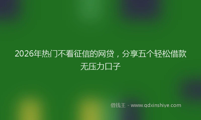 2026年热门不看征信的网贷，分享五个轻松借款无压力口子