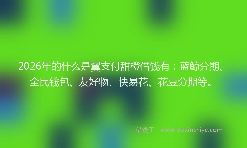 2026年的什么是翼支付甜橙借钱有：蓝鲸分期、全民钱包、友好物、快易花、花豆分期等。
