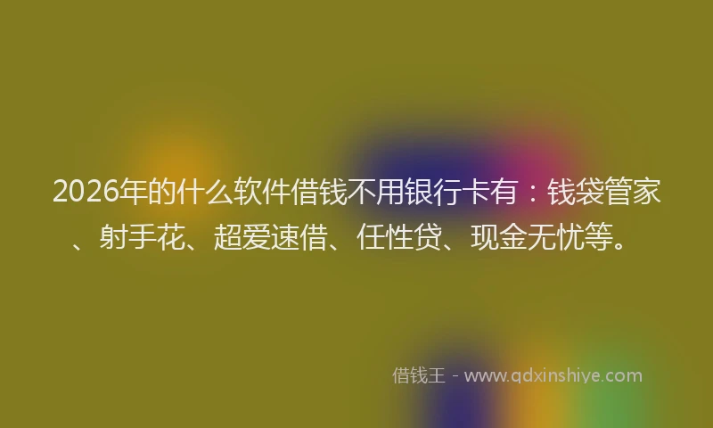 2026年的什么软件借钱不用银行卡有：钱袋管家、射手花、超爱速借、任性贷、现金无忧等。