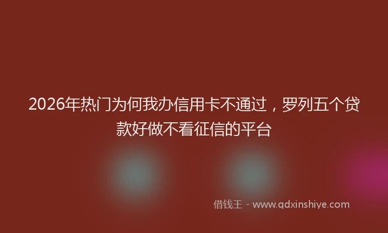 2026年热门为何我办信用卡不通过，罗列五个贷款好做不看征信的平台