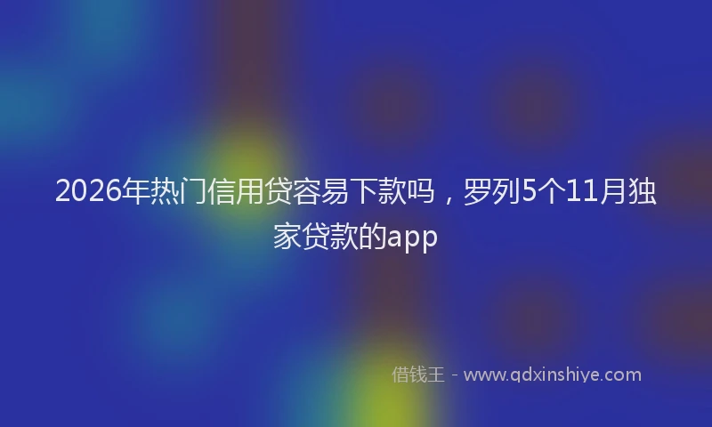 2026年热门信用贷容易下款吗，罗列5个11月独家贷款的app