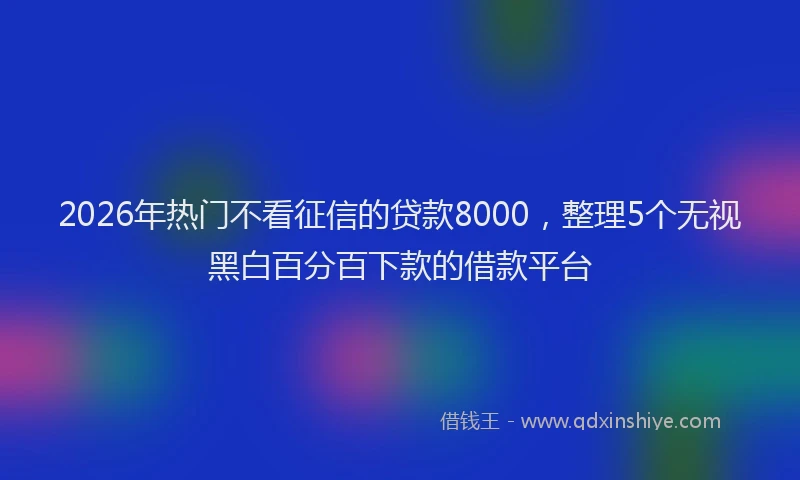 2026年热门不看征信的贷款8000，整理5个无视黑白百分百下款的借款平台