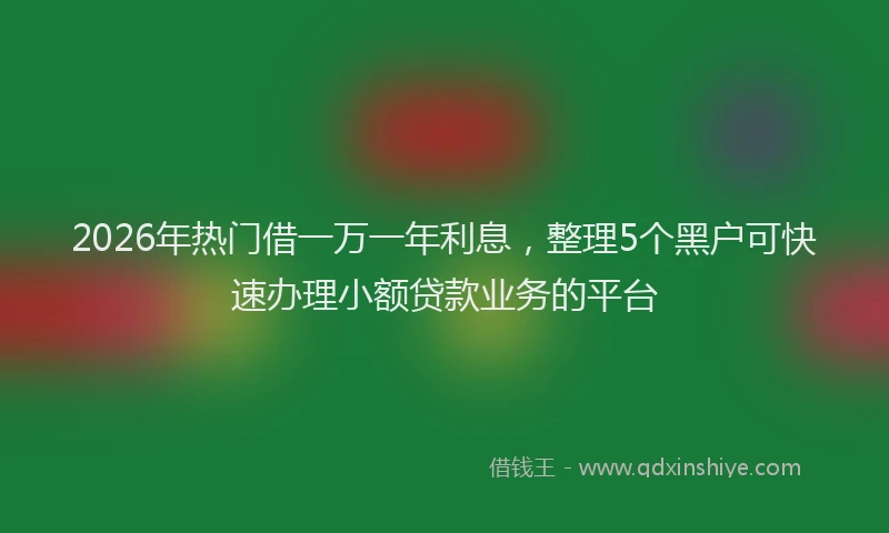 2026年热门借一万一年利息，整理5个黑户可快速办理小额贷款业务的平台