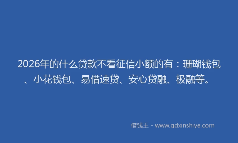 2026年的什么贷款不看征信小额的有：珊瑚钱包、小花钱包、易借速贷、安心贷融、极融等。