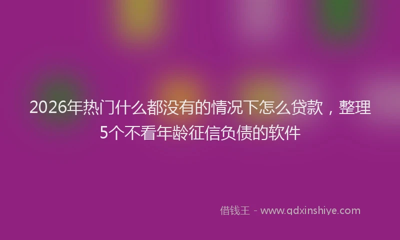 2026年热门什么都没有的情况下怎么贷款，整理5个不看年龄征信负债的软件