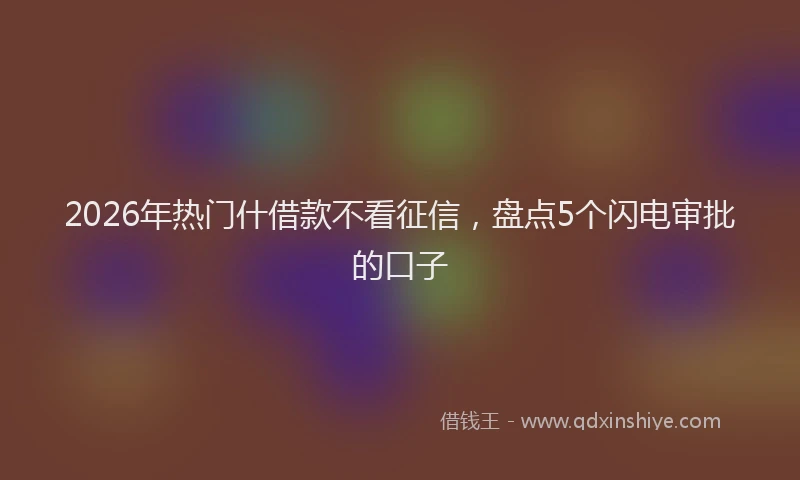 2026年热门什借款不看征信，盘点5个闪电审批的口子
