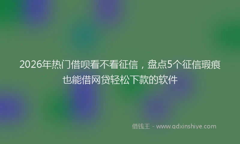 2026年热门借呗看不看征信，盘点5个征信瑕疵也能借网贷轻松下款的软件