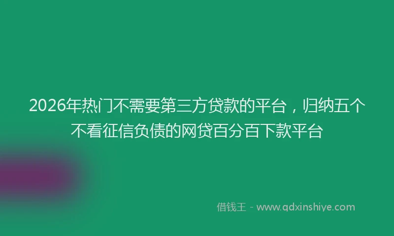 2026年热门不需要第三方贷款的平台，归纳五个不看征信负债的网贷百分百下款平台