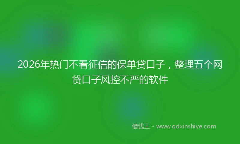 2026年热门不看征信的保单贷口子，整理五个网贷口子风控不严的软件