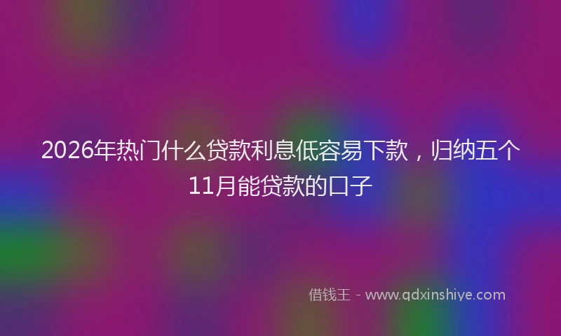 2026年热门什么贷款利息低容易下款，归纳五个11月能贷款的口子