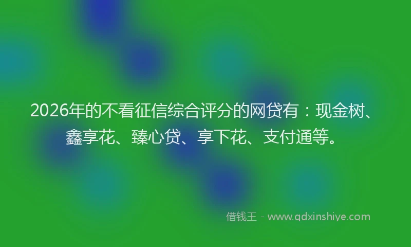 2026年的不看征信综合评分的网贷有：现金树、鑫享花、臻心贷、享下花、支付通等。