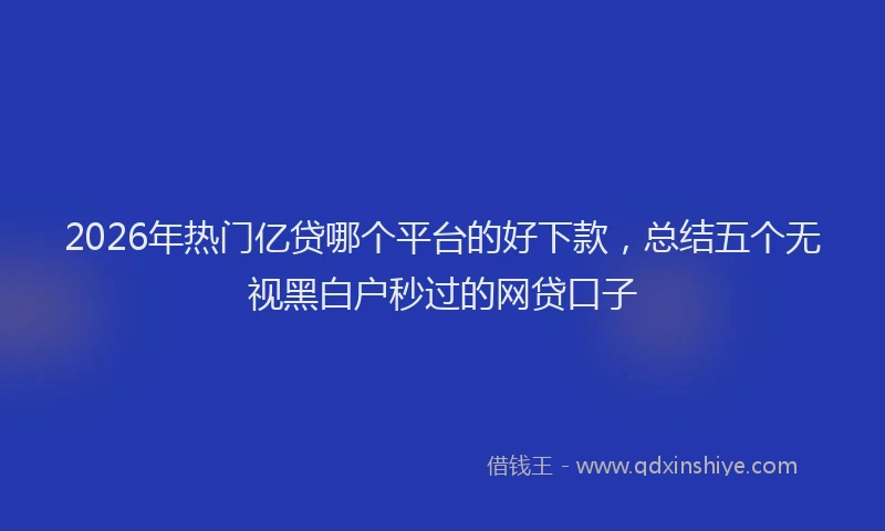 2026年热门亿贷哪个平台的好下款，总结五个无视黑白户秒过的网贷口子