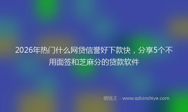 2026年热门什么网贷信誉好下款快，分享5个不用面签和芝麻分的贷款软件
