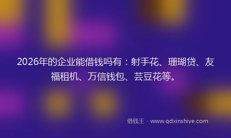 2026年的企业能借钱吗有：射手花、珊瑚贷、友福租机、万信钱包、芸豆花等。