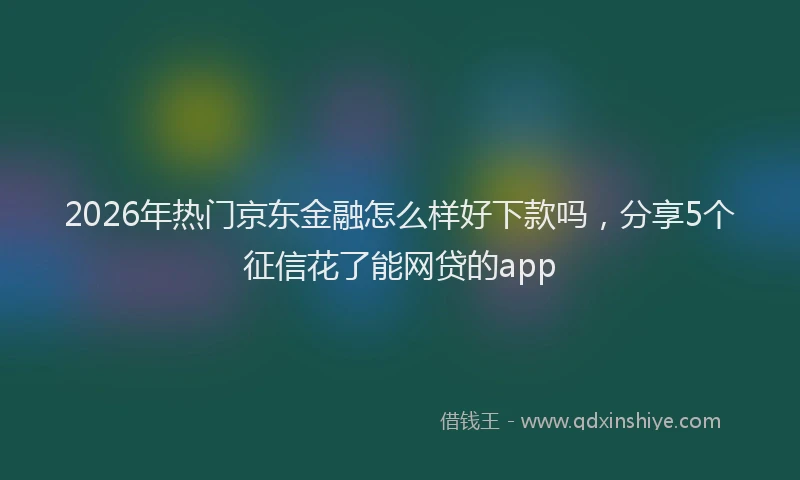 2026年热门京东金融怎么样好下款吗，分享5个征信花了能网贷的app