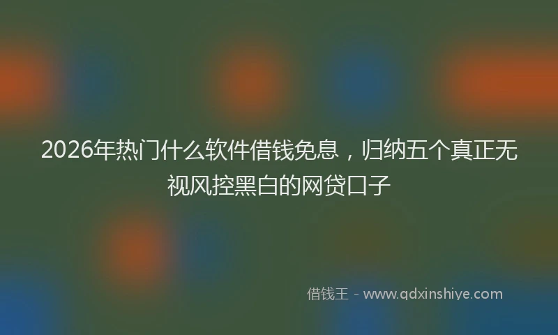 2026年热门什么软件借钱免息，归纳五个真正无视风控黑白的网贷口子