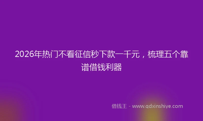 2026年热门不看征信秒下款一千元，梳理五个靠谱借钱利器