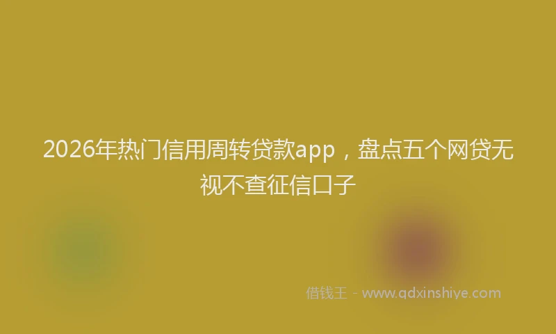 2026年热门信用周转贷款app，盘点五个网贷无视不查征信口子